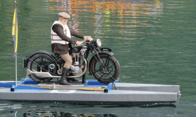 Vintage Motorbike Cross-Channel Stunt